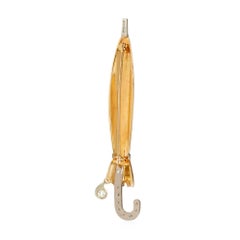 Retro two color gold and diamond umbrella pin