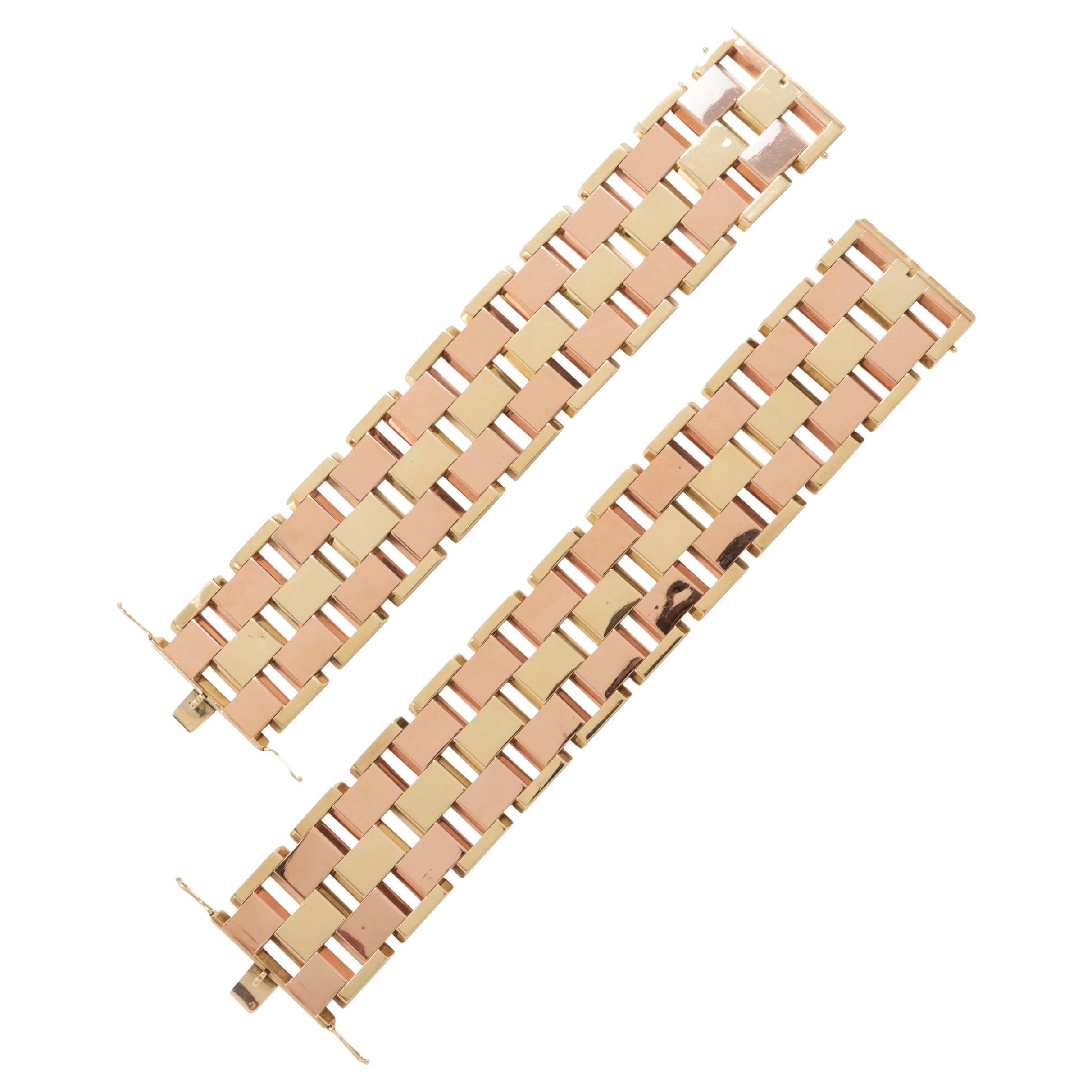 Retro Two-Color Gold Bracelets