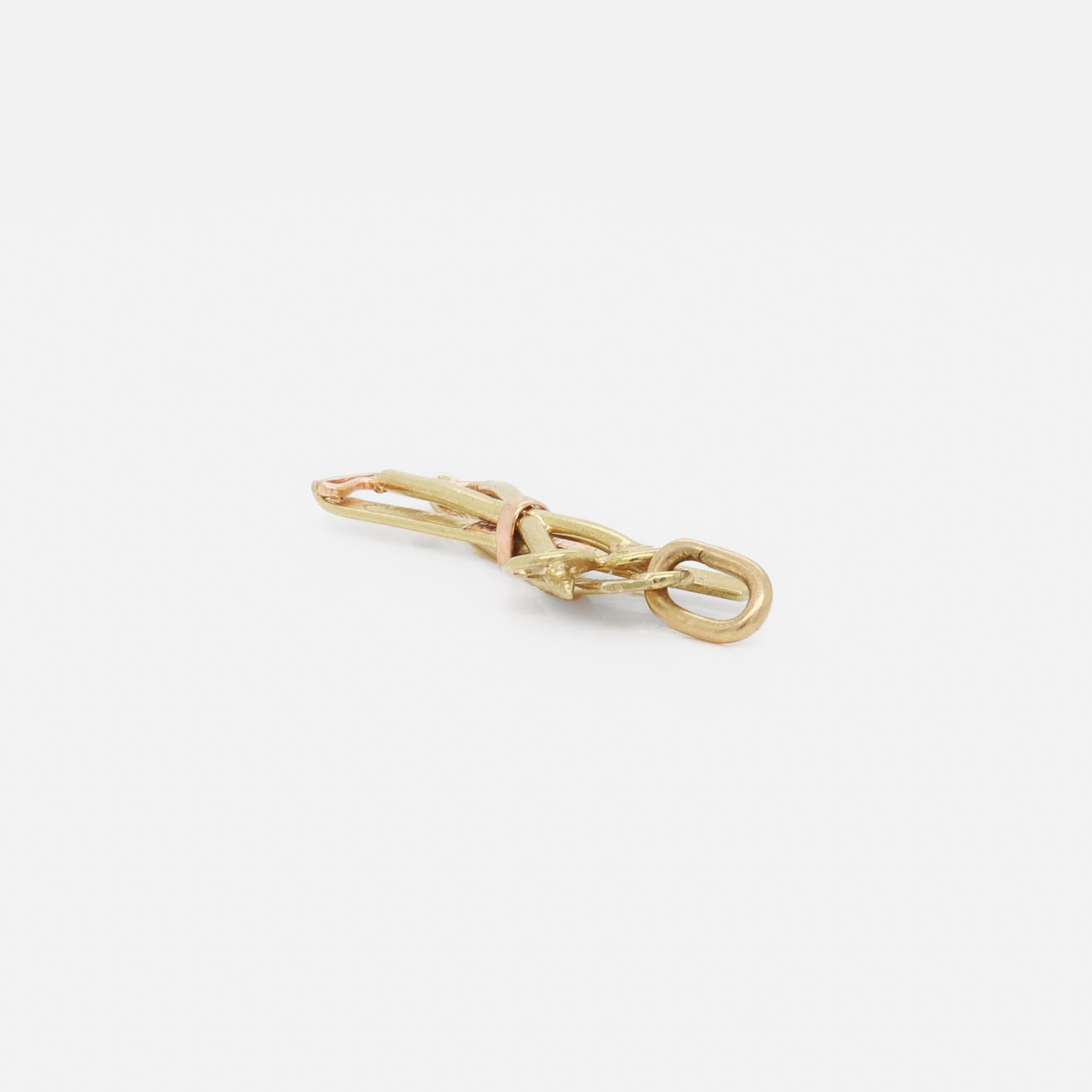 Retro Two-Tone 14K Gold Pair of Skis & Ski Poles Charm for a Bracelet 2