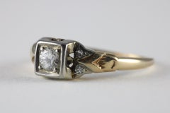 Retro Two-Tone Diamond Engagement Ring