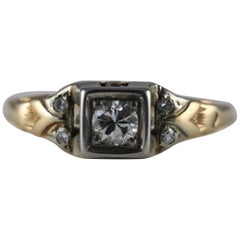 Retro Two-Tone Diamond Engagement Ring