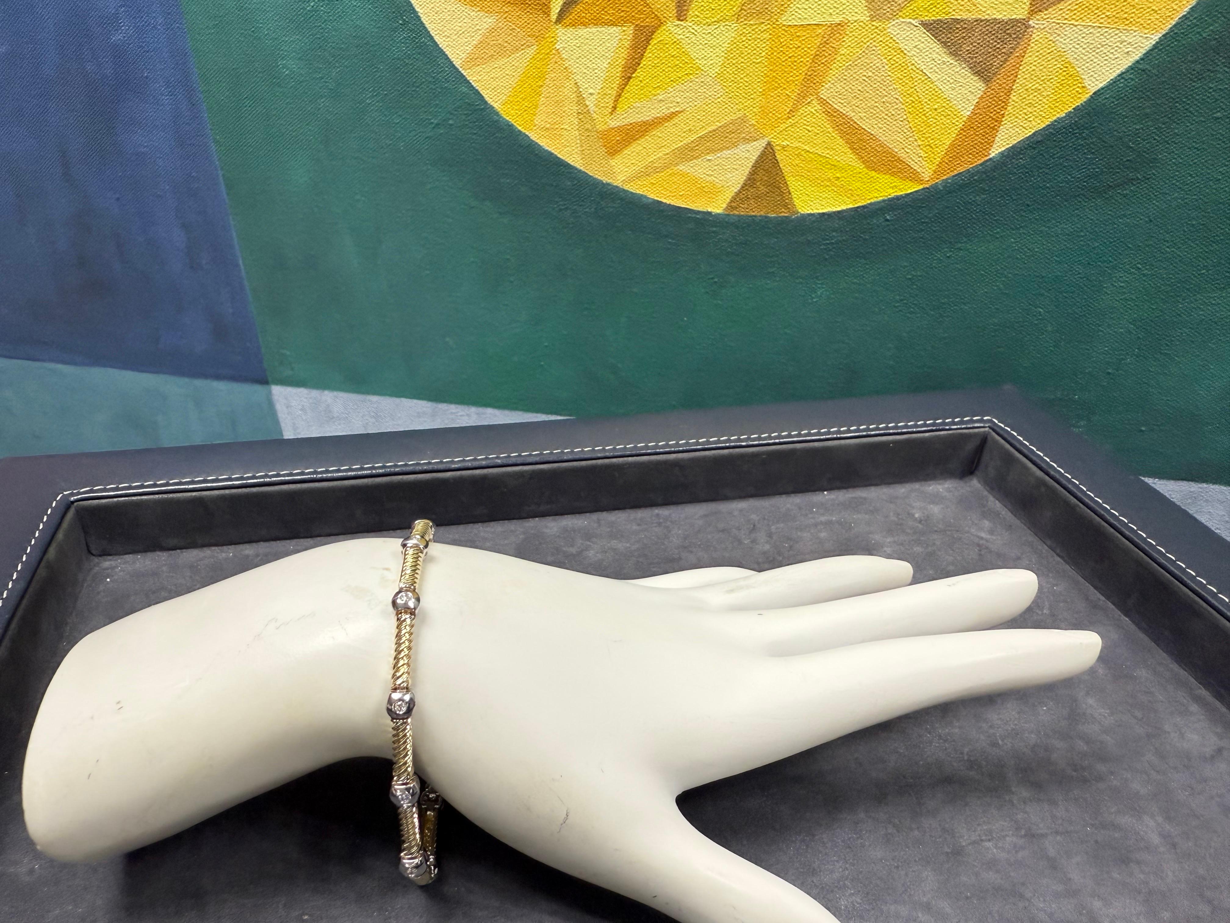 Retro Zwei-Ton-Gold 0,38 Karat natürlichen Diamant-Armband CIRCA 1990 im Angebot 2