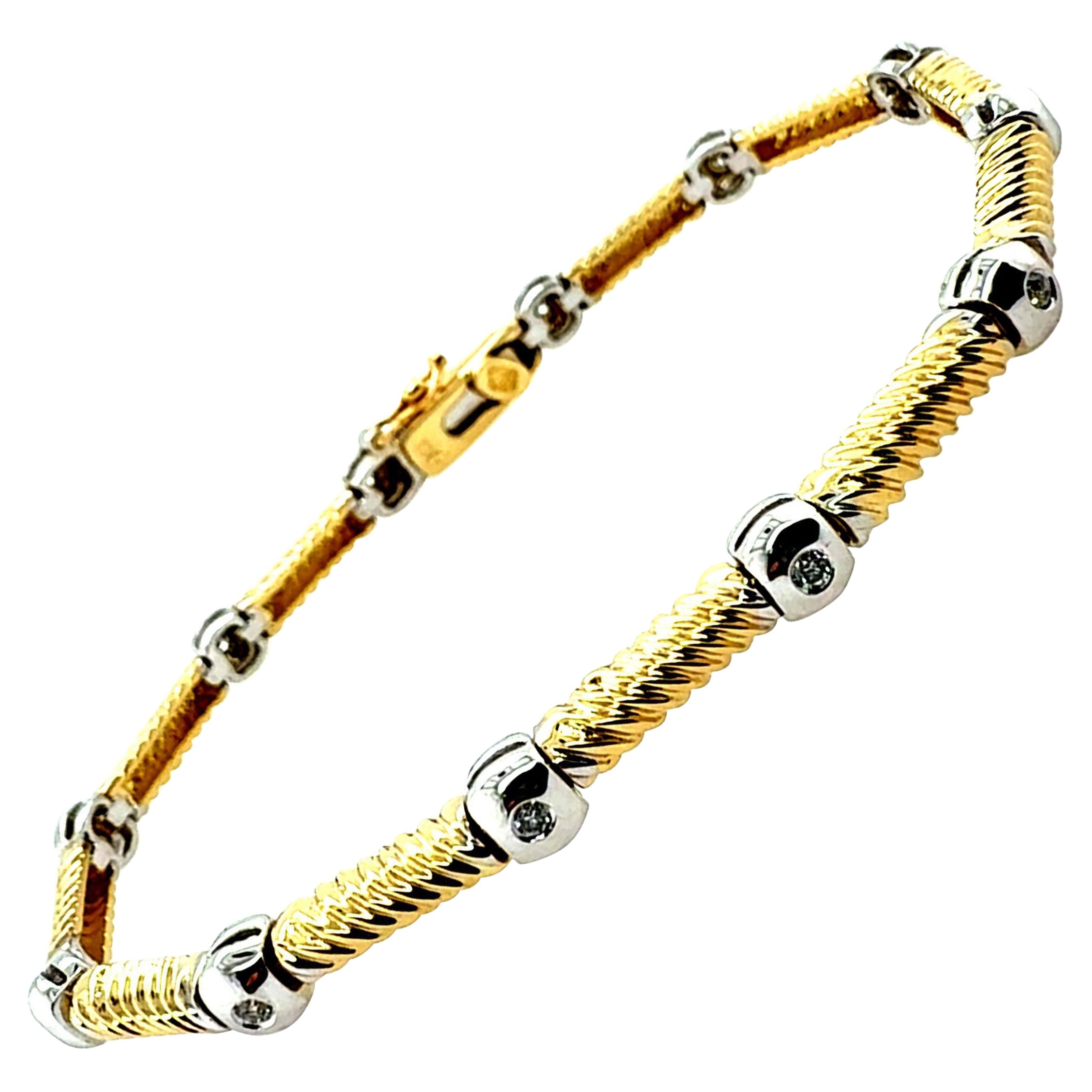 Retro Zwei-Ton-Gold 0,38 Karat natürlichen Diamant-Armband CIRCA 1990 im Angebot