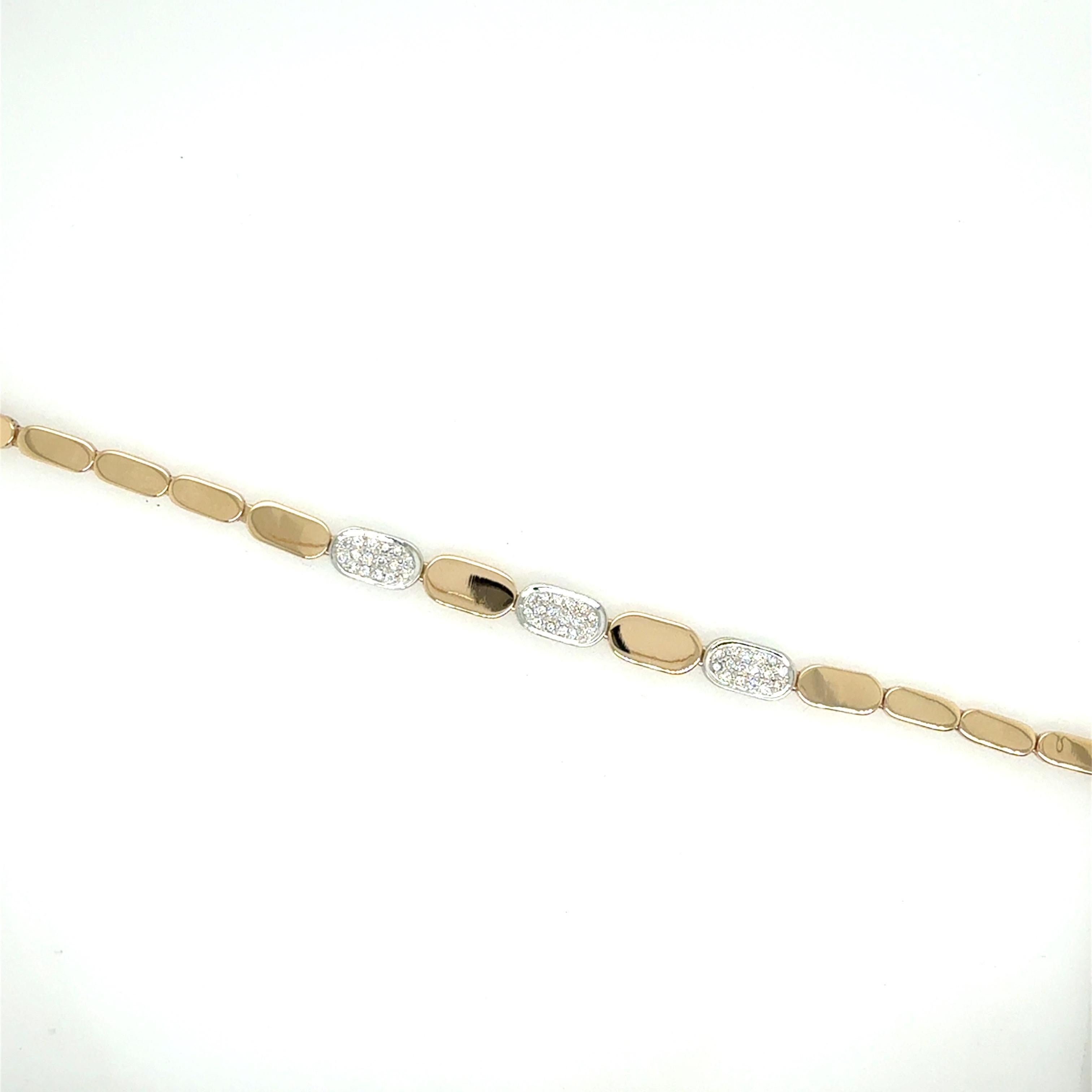 Taille ronde Bracelet rétro en or bicolore 0,50 carat diamant naturel Circa 1990 Italie en vente