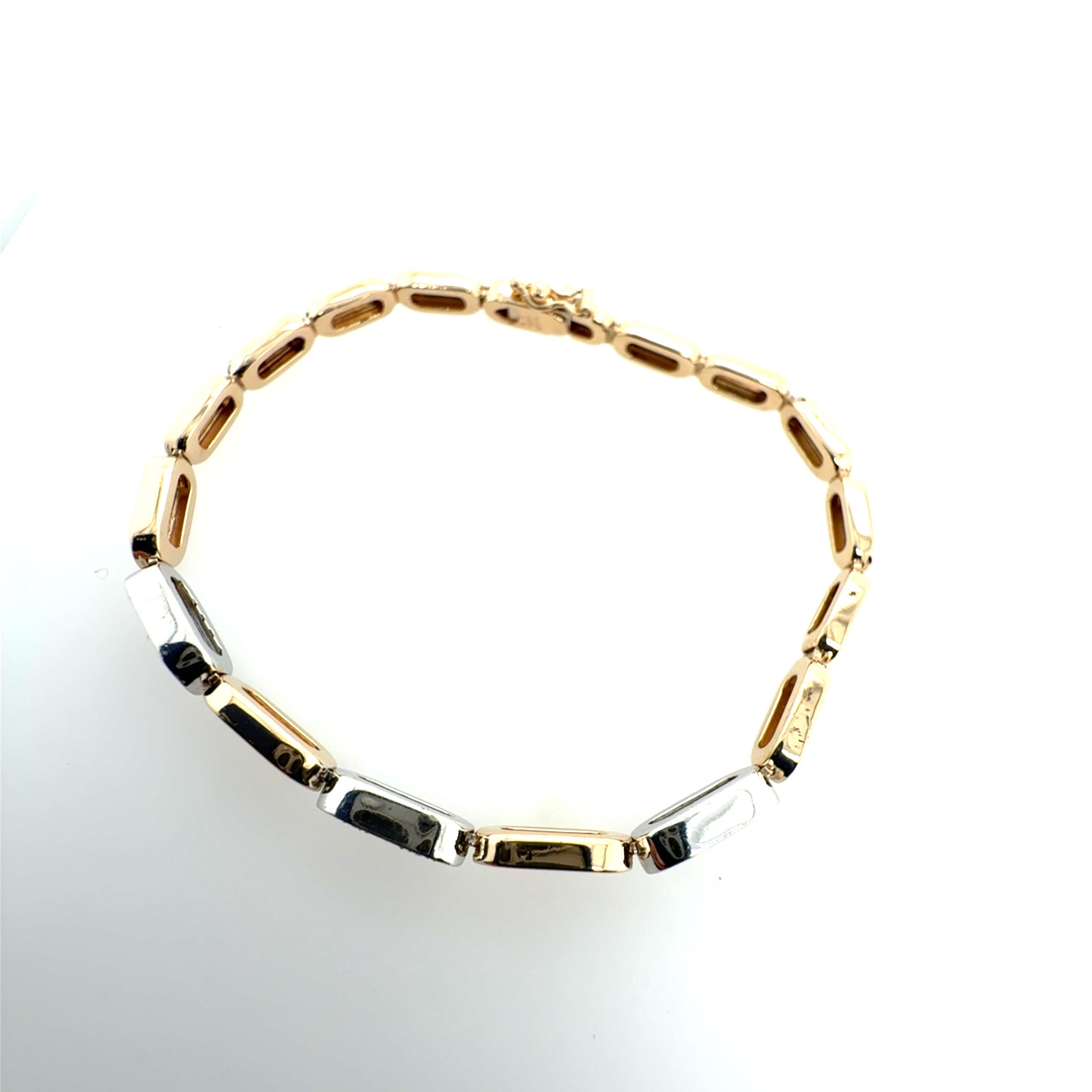 Bracelet rétro en or bicolore 0,50 carat diamant naturel Circa 1990 Italie Pour femmes en vente