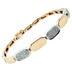 Bracelet rétro en or bicolore 0,50 carat diamant naturel Circa 1990 Italie