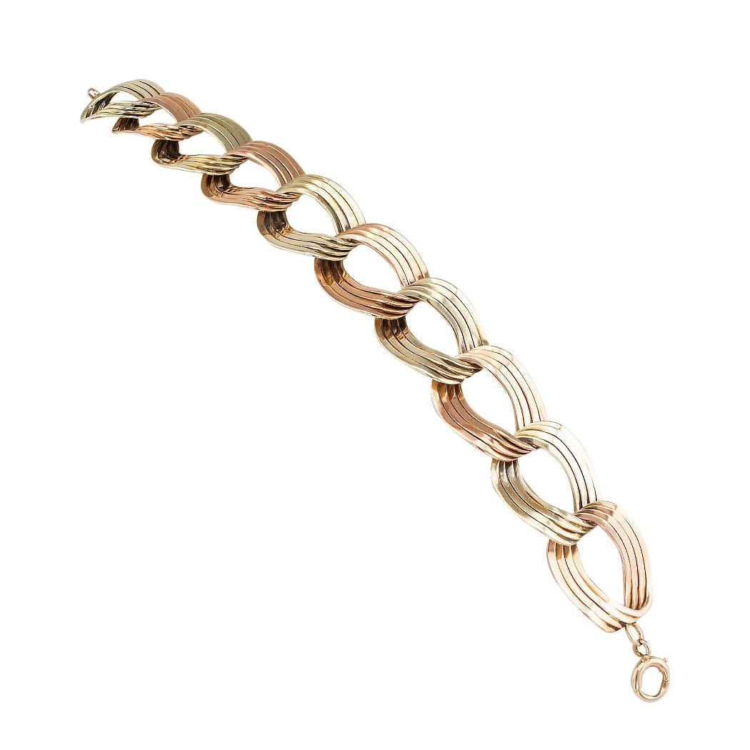 Retro Two-Tone Gold Link Bracelet 1