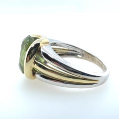 Retro Two Tone Gold Oval Green Peridot Cocktail Ring Circa 1995