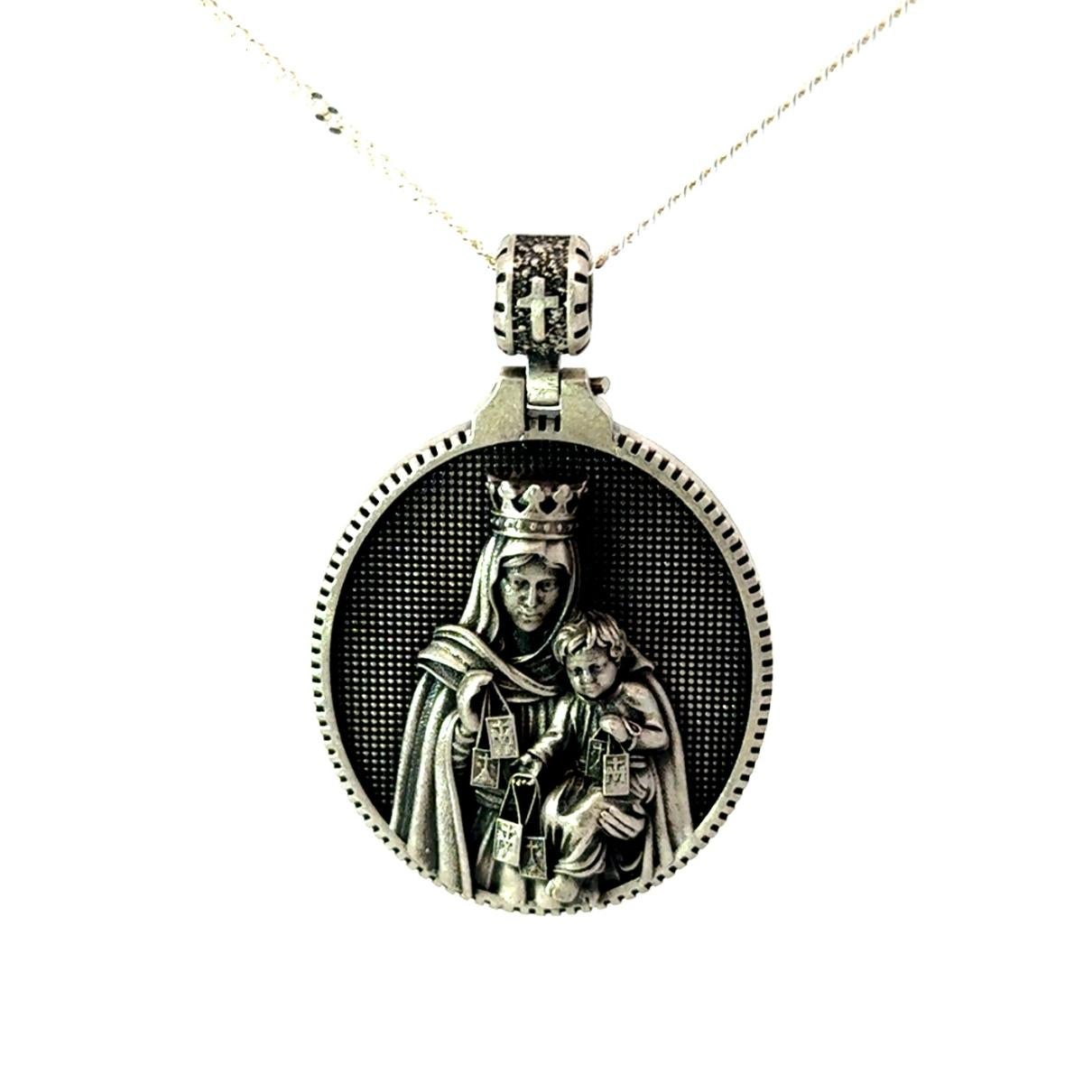 Rétro Ciondolo unisex retrò a forma di medaglione della Signora del Monte Carpello in Argento 925 in vendita