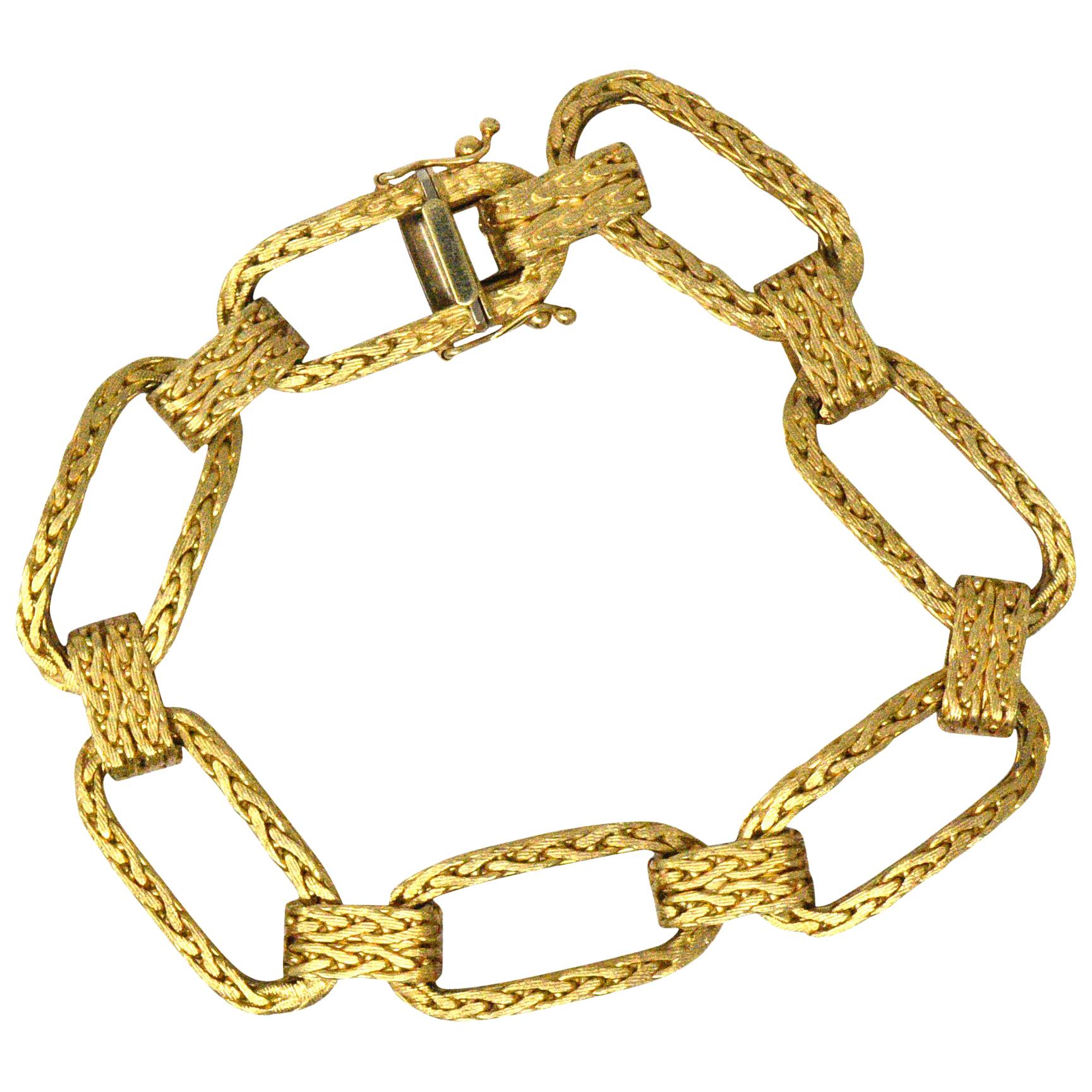 Retro Unoaerre 18 Karat Yellow Gold Link Bracelet