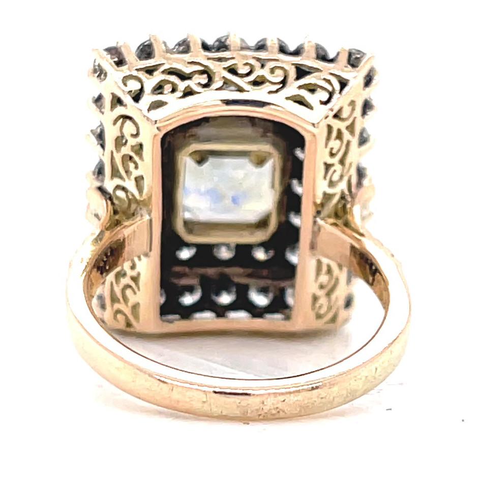 Retro Victorian Revival 6.64 Carat Emerald Cut Yellow Sapphire Diamond Gold Ring 1
