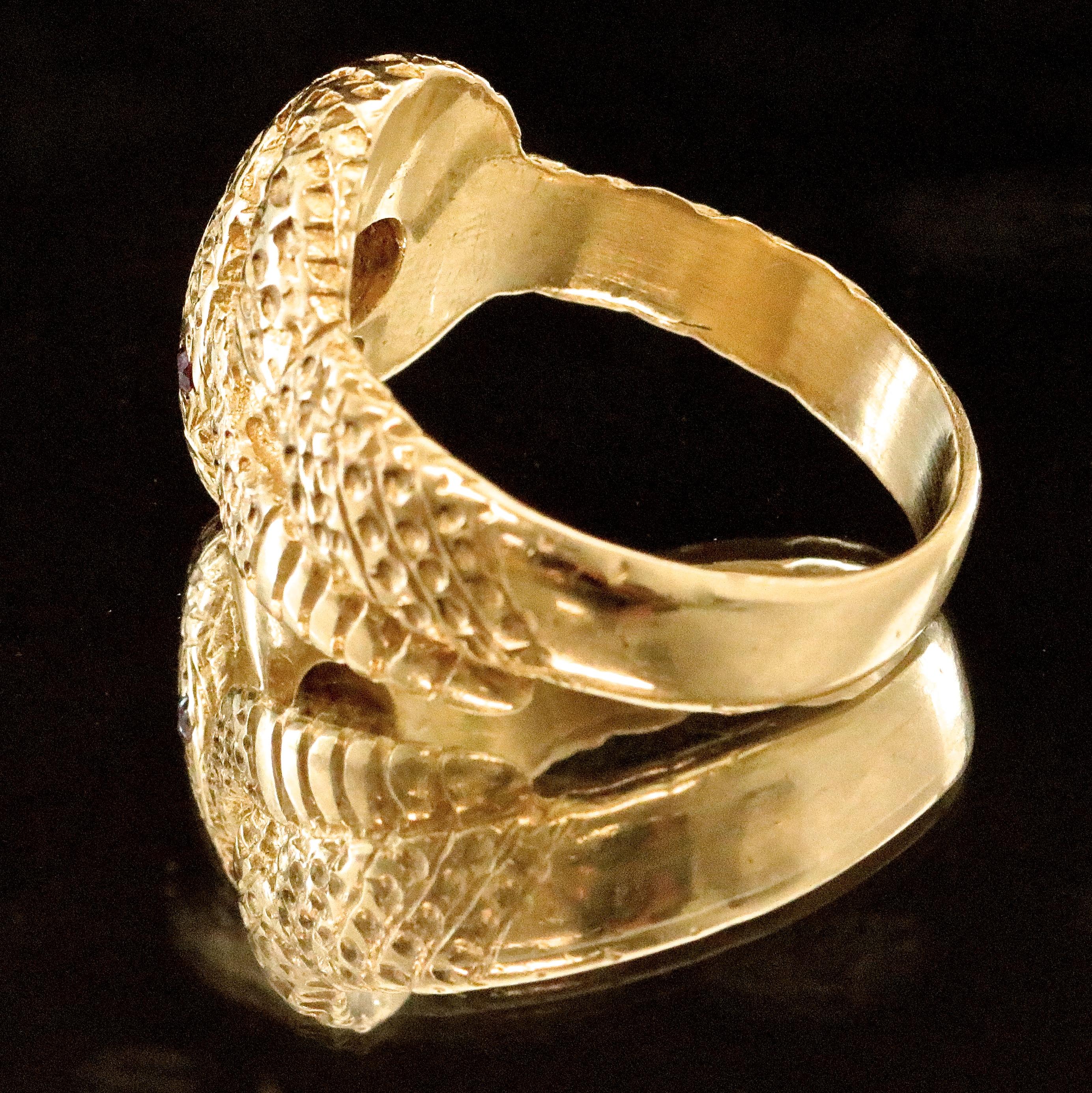 Women's or Men's Retro Victorian Style 14 Karat Gold Snake Ring