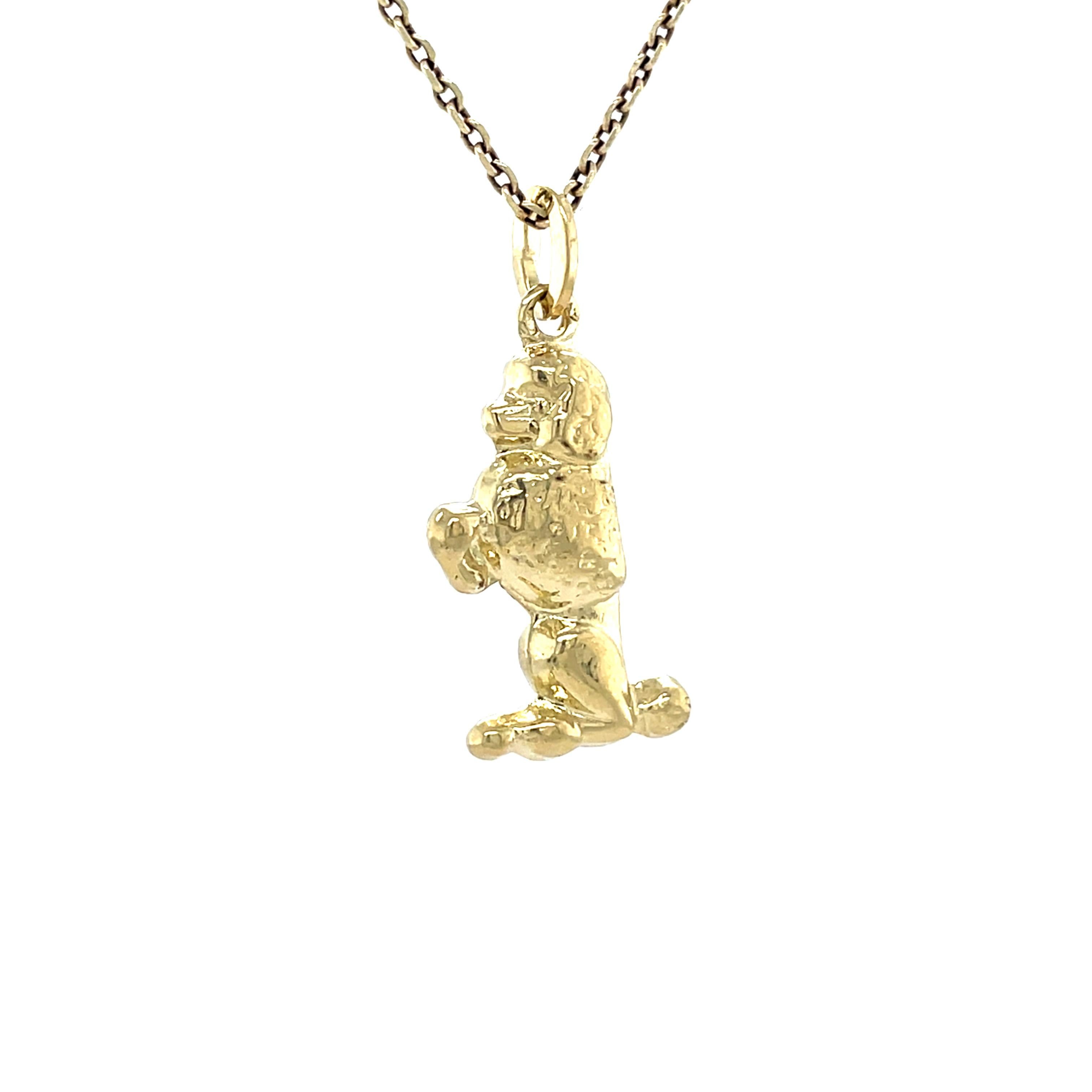 Retro Vintage 14K Gold Pudel Charme, Yello Gold Midcentury Schmuck im Zustand „Gut“ im Angebot in AMSTERDAM, NL