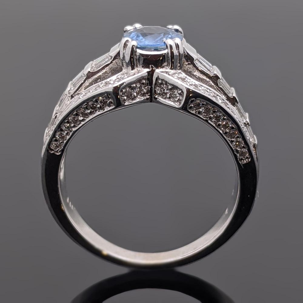 blue sapphire and diamond 14kt white gold ring