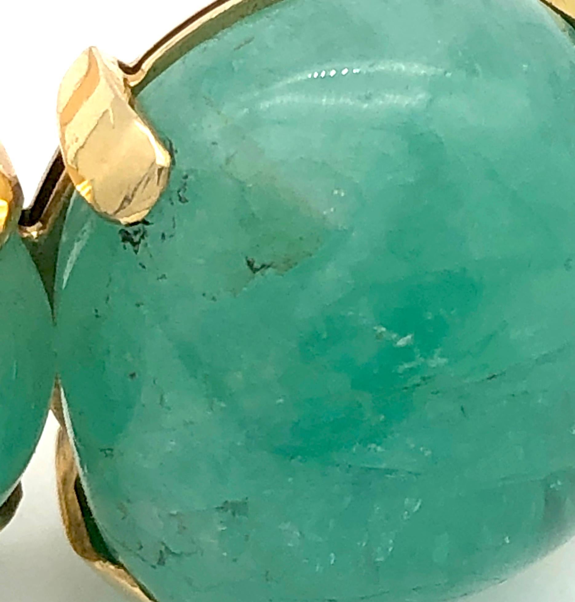 Retro Vintage Bangle Bracelet Emerald Cabochon Diamond Gold Fürst Turin Rome 5