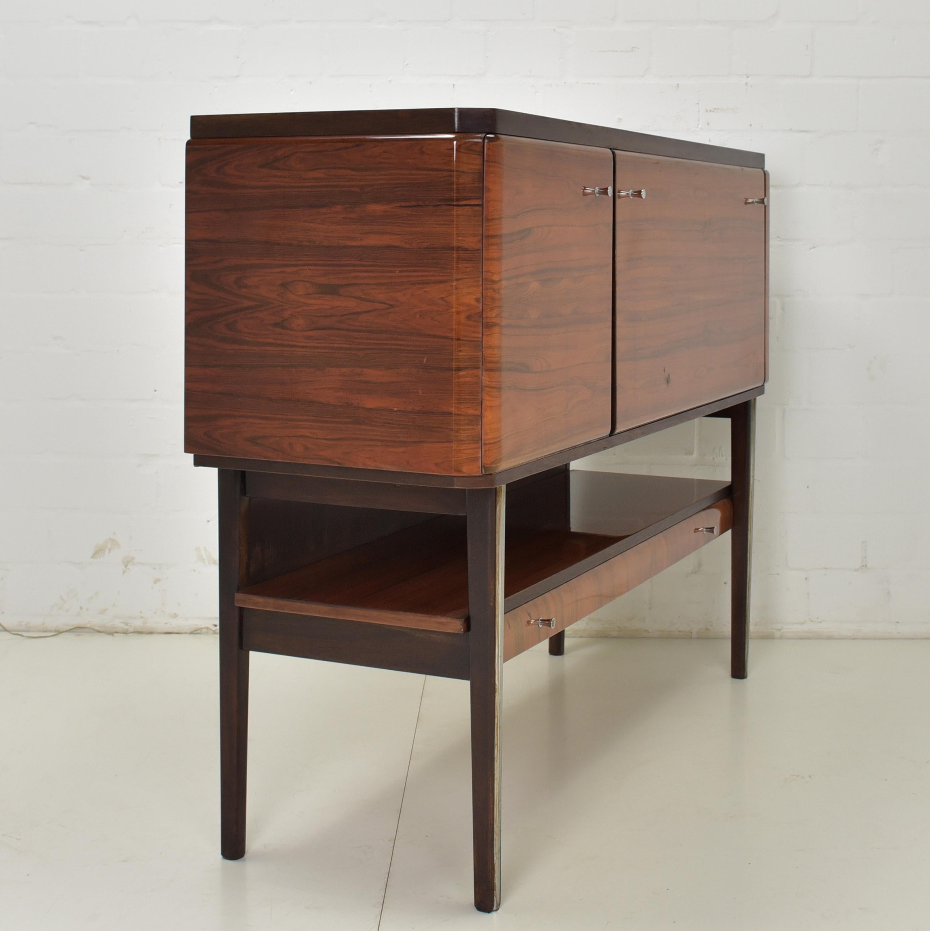Retro Vintage Bar Cabinet Highboard Sideboard Illuminated in Rosewood, 1970 For Sale 7