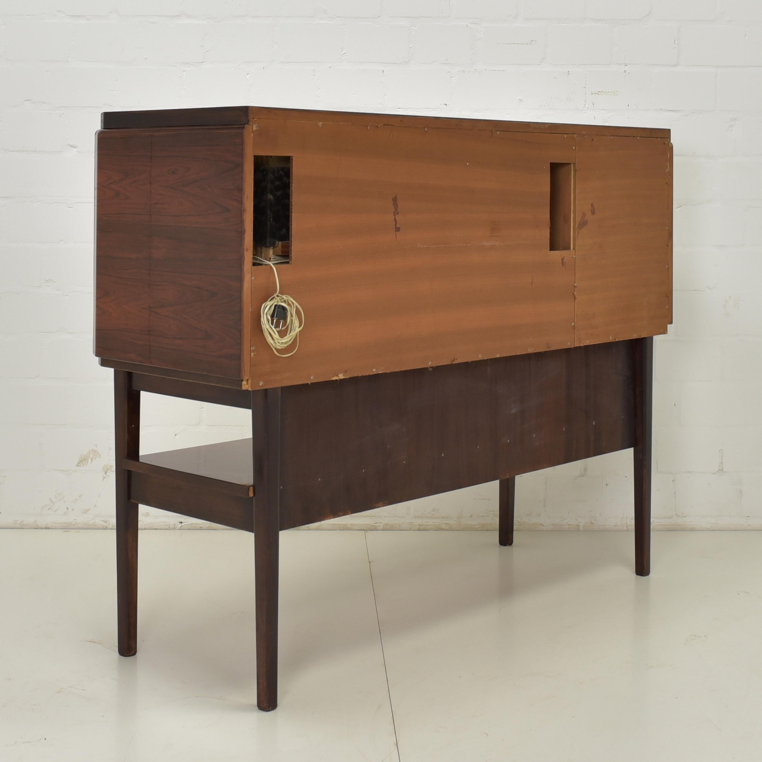 Retro Vintage Bar Cabinet Highboard Sideboard Illuminated in Rosewood, 1970 For Sale 8