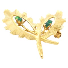 Retro Vintage Brooch 18 Karat Gold Emeralds