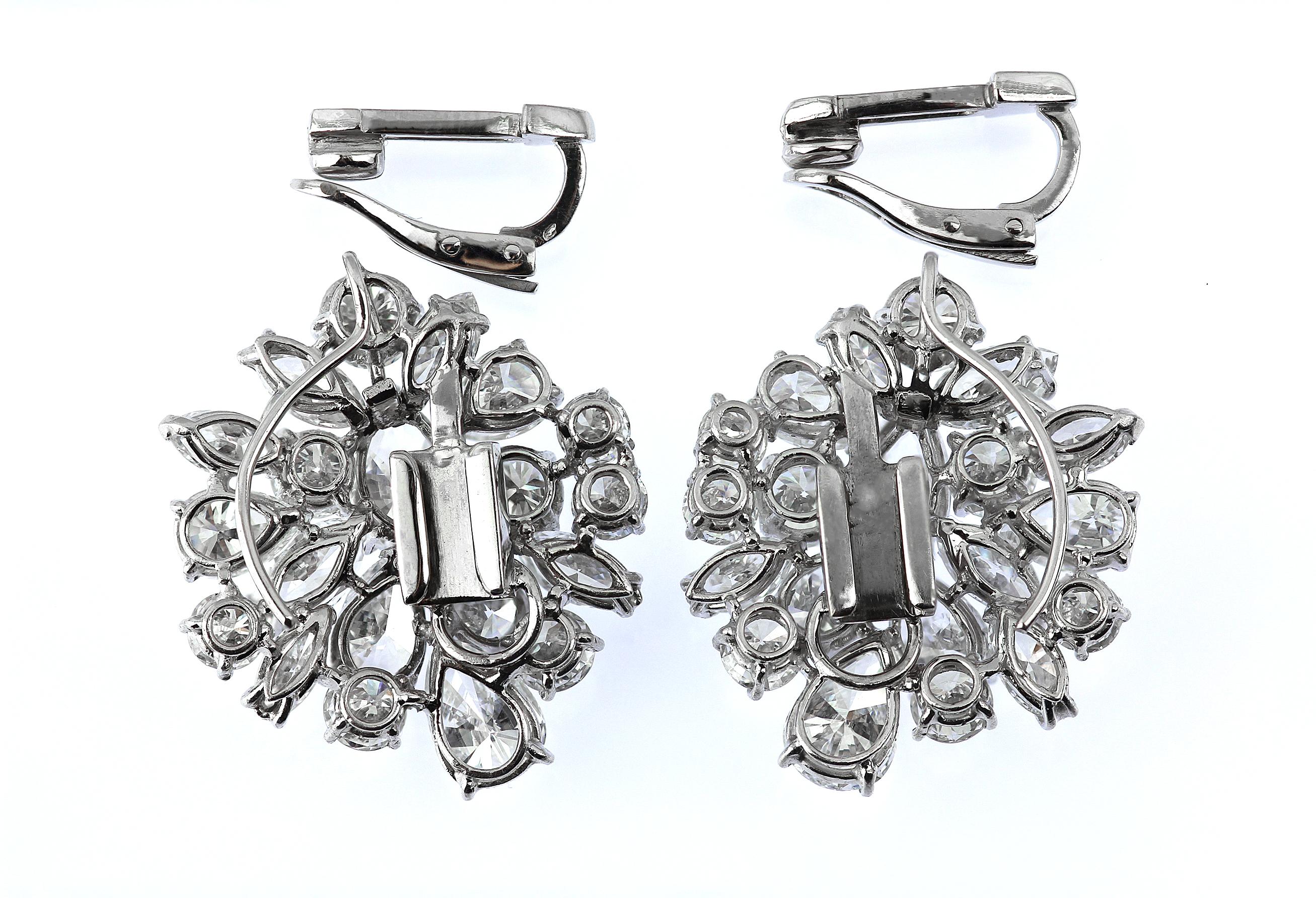 Women's Retro/Vintage Certified Diamonds D-F Clip-On Statement Earrings/Pendant/Brooch