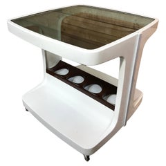 Retro Vintage French Plastic French Drinks Stand / Side Table on Wheels, 1960s