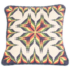 Retro Vintage Handmade Needlepoint Wool Throw Pillow, Sweden