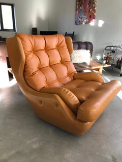 Retro, Vintage Highly Sought-After 1950s–1960s Yellow/Orange Egg Chair on Wheels