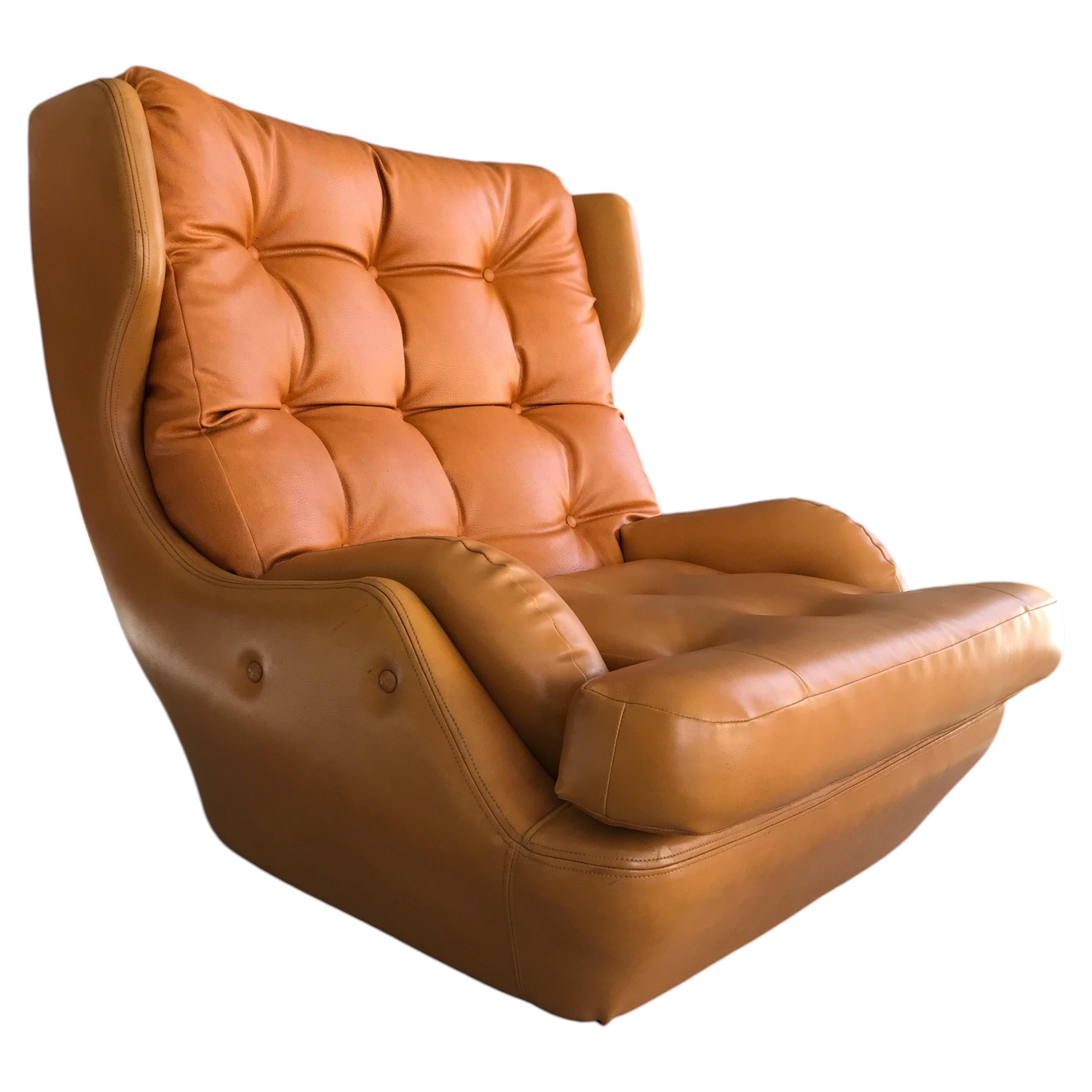 Retro, Vintage Highly Sought-After 1950s–1960s Yellow/Orange Egg Chair on Wheels For Sale