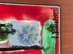 Retro Vintage J. Belarti Wall Plate / Tile Tableau, Fat Lava, Glazed Tiles