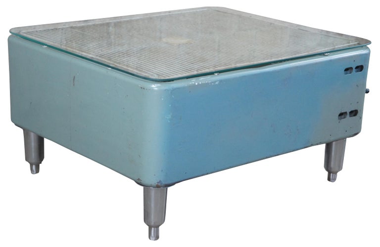 Retro Vintage Lau Indsutrial Box Fan Coffee Table Glass Top Reclaimed