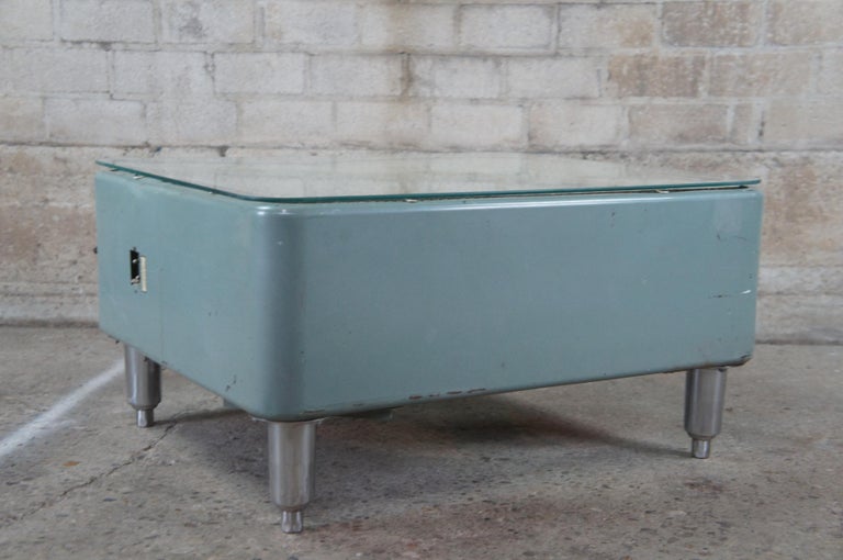 Retro Vintage Lau Indsutrial Box Fan Coffee Table Glass Top Reclaimed