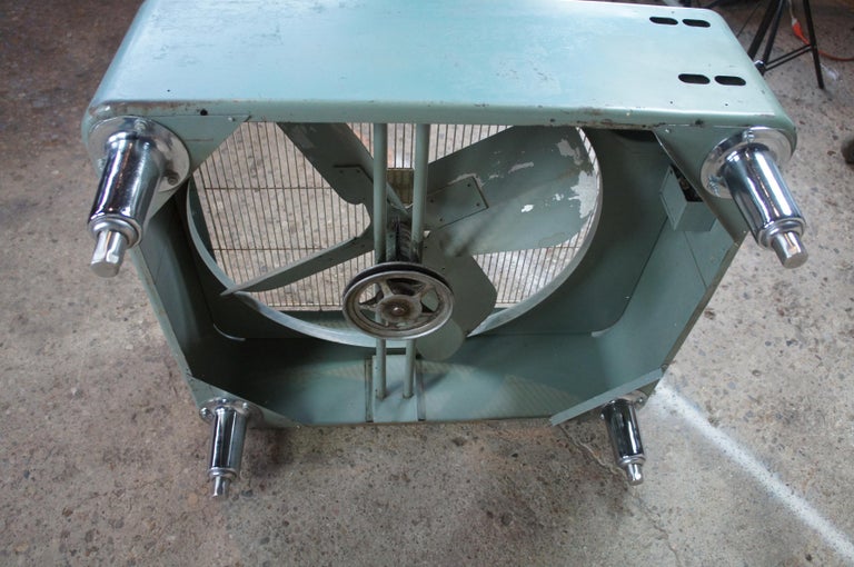 Retro Vintage Lau Indsutrial Box Fan Coffee Table Glass Top Reclaimed