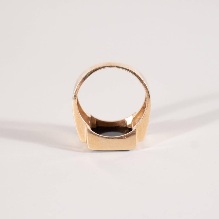 Retro Vintage Men S Black Onyx Ring In 14 Karat Yellow Gold At 1stdibs