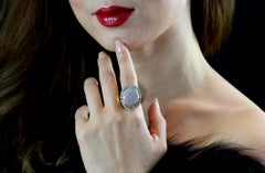 Retro, Vintage Multi-Color Opal and Diamond Dress Ring in 18 Karat Gold