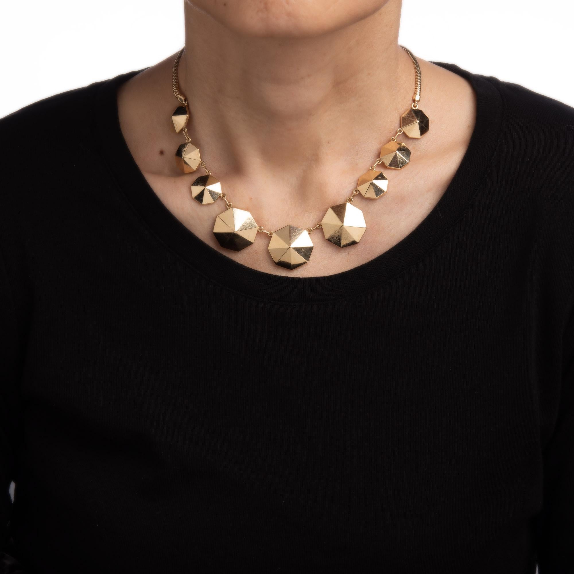 Retro Vintage Octagon Necklace 14k Yellow Gold 15