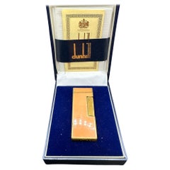 Retro Vintage Rare circa 1980 Dunhill Orange Lacquer & Gold Plated Lighter