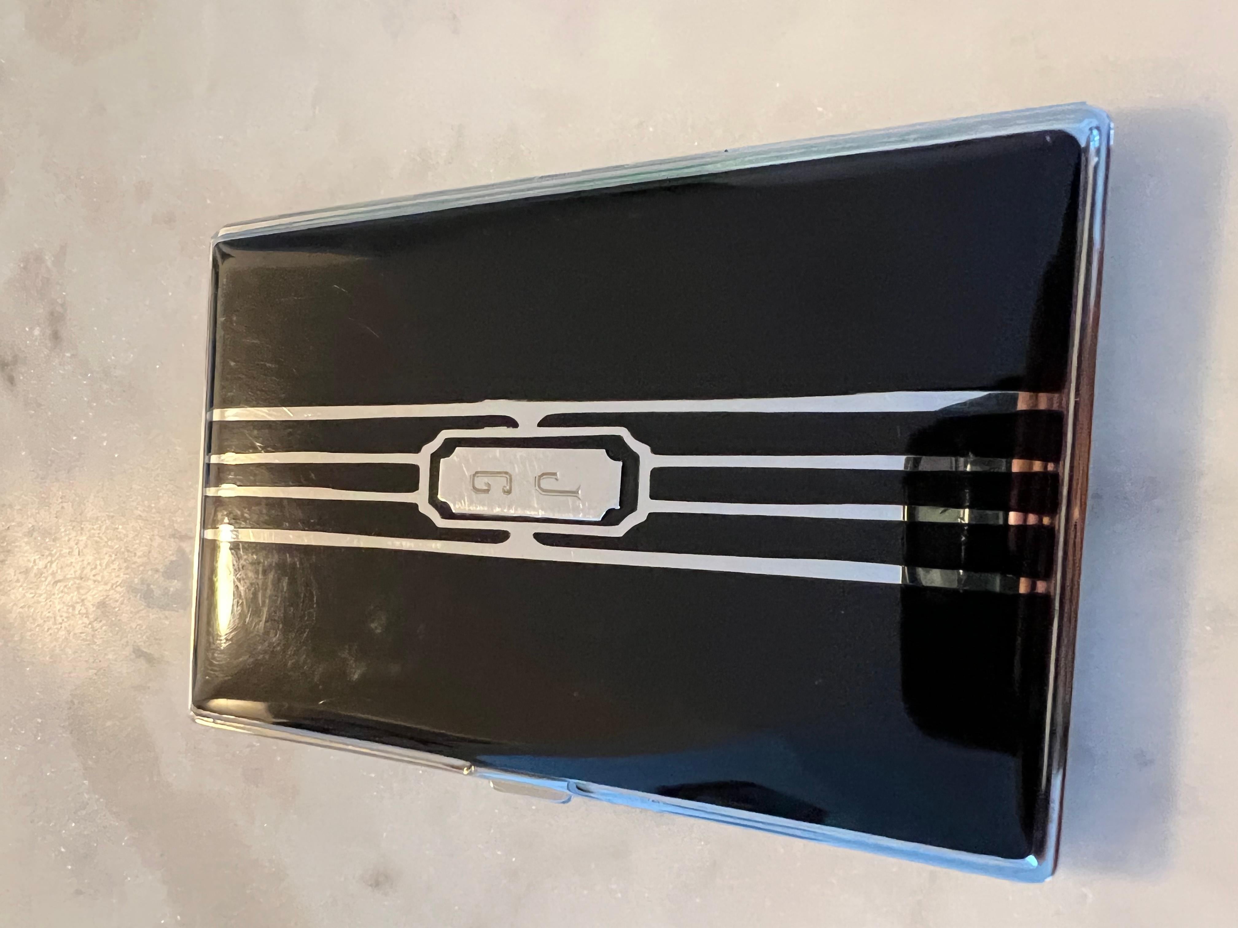 Retro Vintage Ronson Black & Silver Cigarette Case 2