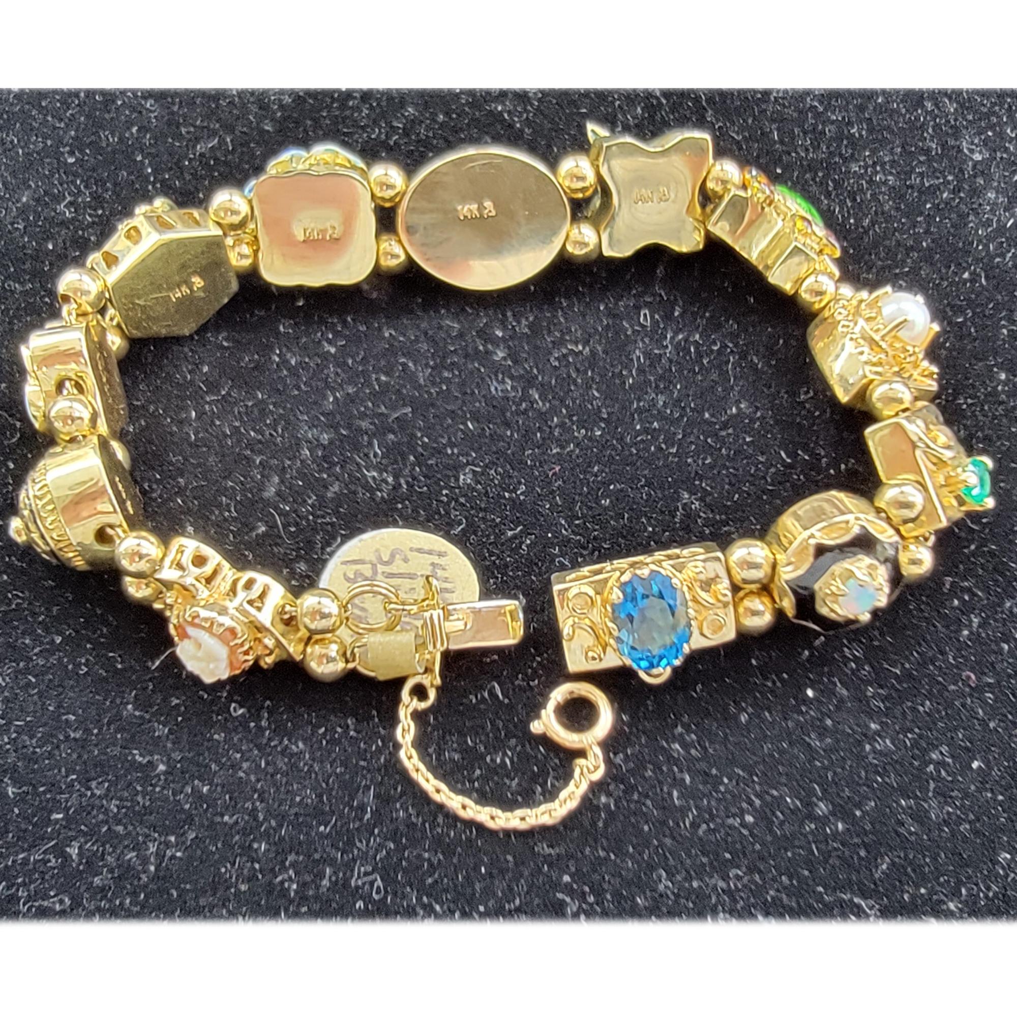 Bracelet coulissant rétro vintage en or jaune 14 carats, circa 1940 Unisexe en vente