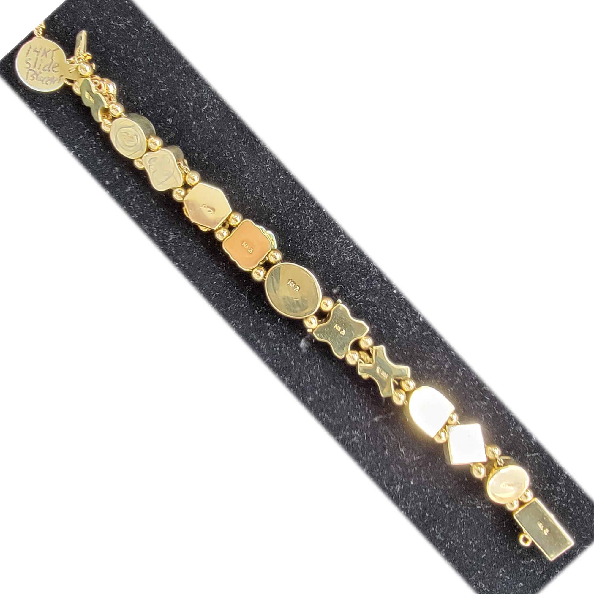 Retro Vintage Slide Bracelet 14 Karat Yellow Gold circa 1940 For Sale 1