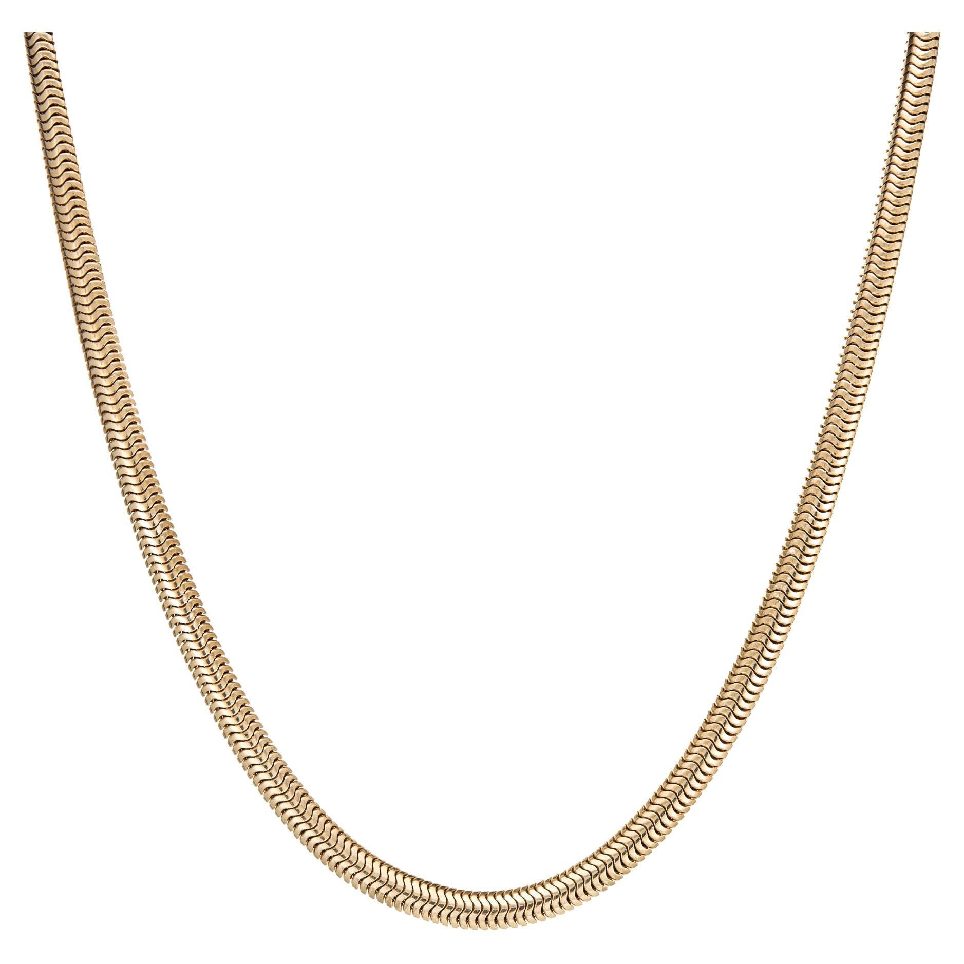 Collier de serpent rétro vintage en or jaune 10 carats, longueur collier ras du cou 16 pouces en vente