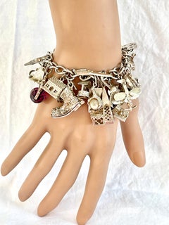 Retro Vintage Sterling Silver Charm Bracelet C1970s with Opening Charms