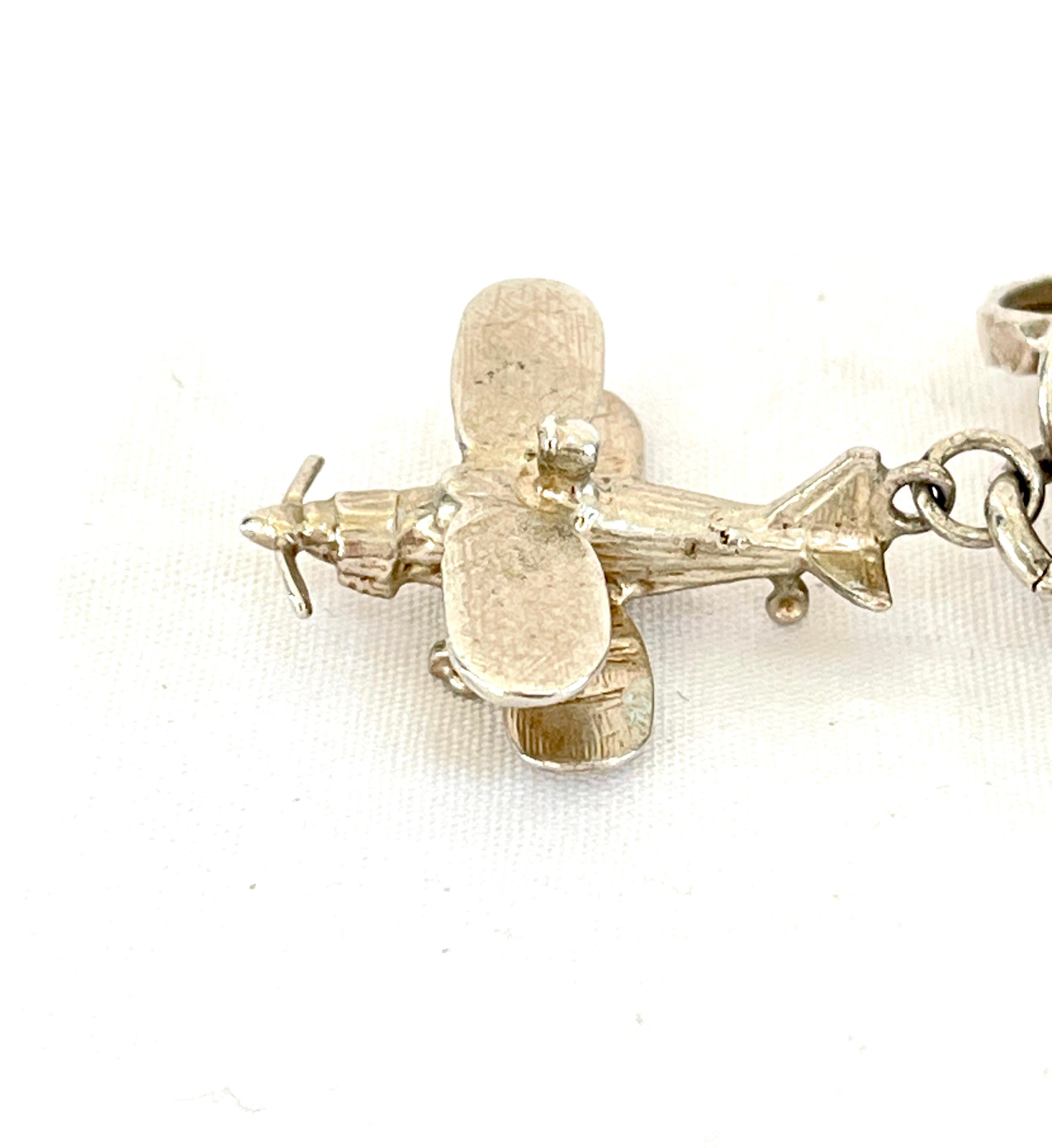 Retro Vintage Sterling Silver Charm Bracelet C1970s with Opening Charms 1