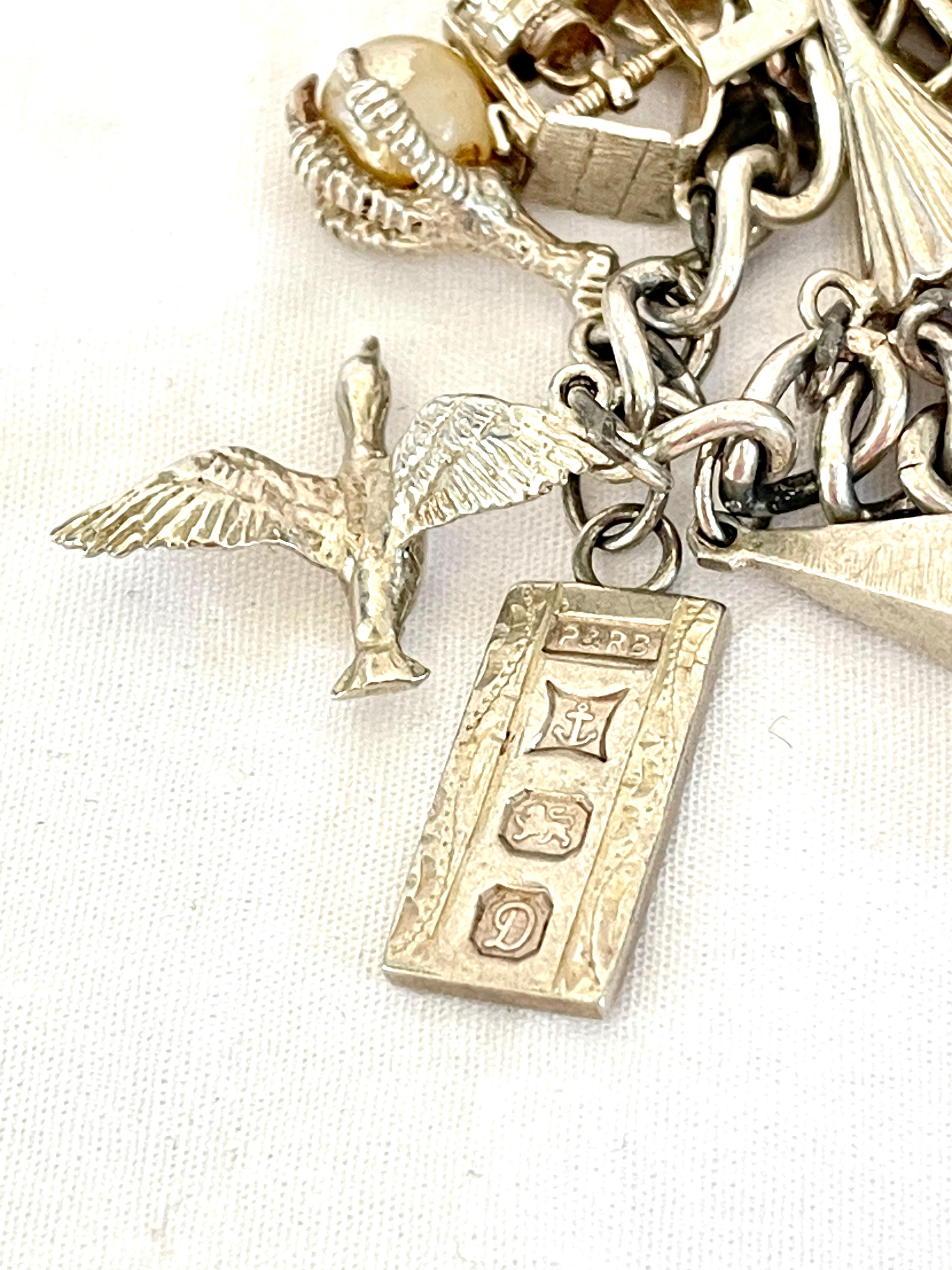 Retro Vintage Sterling Silver Charm Bracelet C1970s with Opening Charms 2
