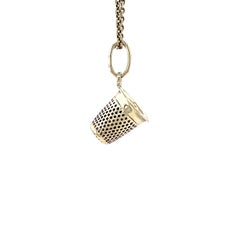 Retro Vintage Thimble Sewing Needlework Charm 14 Karat Yellow Gold