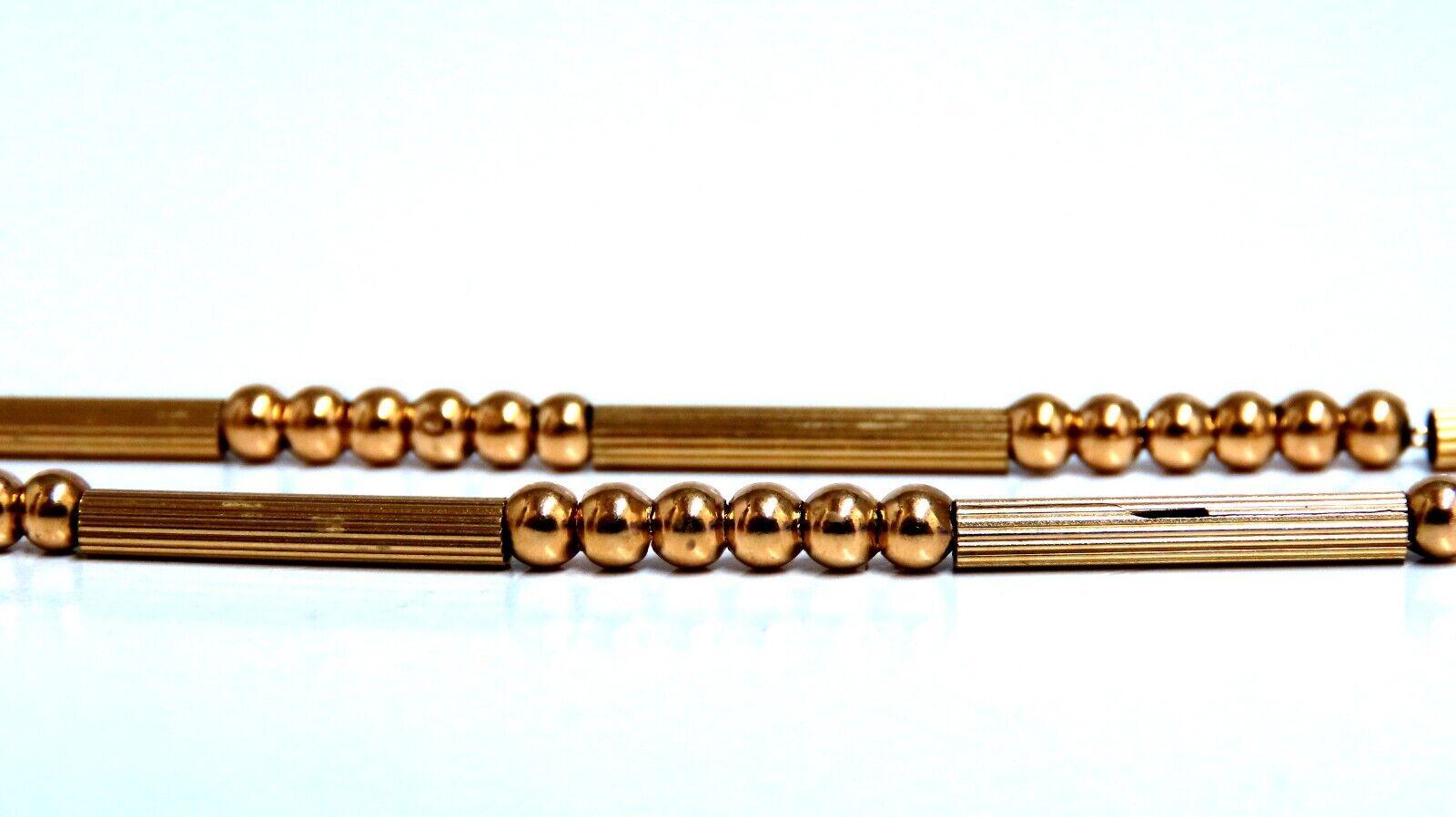 Women's or Men's Retro Vintage Tube Link Gold Bead Necklace 14kt For Sale