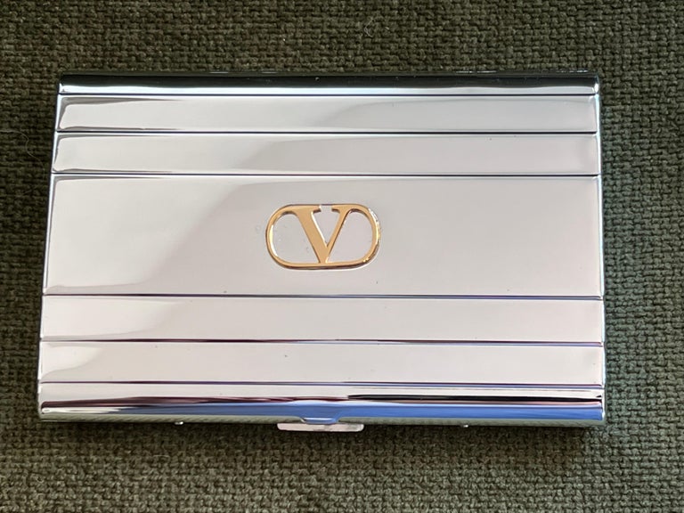 Retro Vintage VALENTINO GARAVANI Cigarette Case with Gold Plated Logo