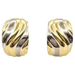 Retro Wave Omega Stud Earrings in 18k Two-Tone Gold