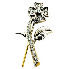 Retro White Gold 0.40 Carat Natural Diamond Flower Pin Circa 1965