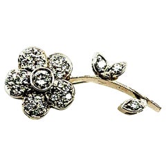 Retro White Gold 0.42 Carat Natural Diamond Flower Brooch Pin Circa 1970