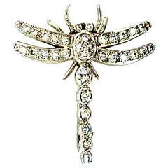 Retro White Gold 0.45 Carat Natural Diamond Dragonfly Pendant Brooch Circa 1990
