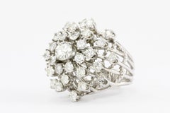 Retro White Gold 5 Carat Diamond Starburst Dome Ring